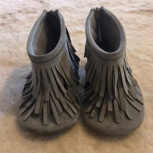 Gray Sweet N Swag Toddler/Baby Moccasins (Mocs)